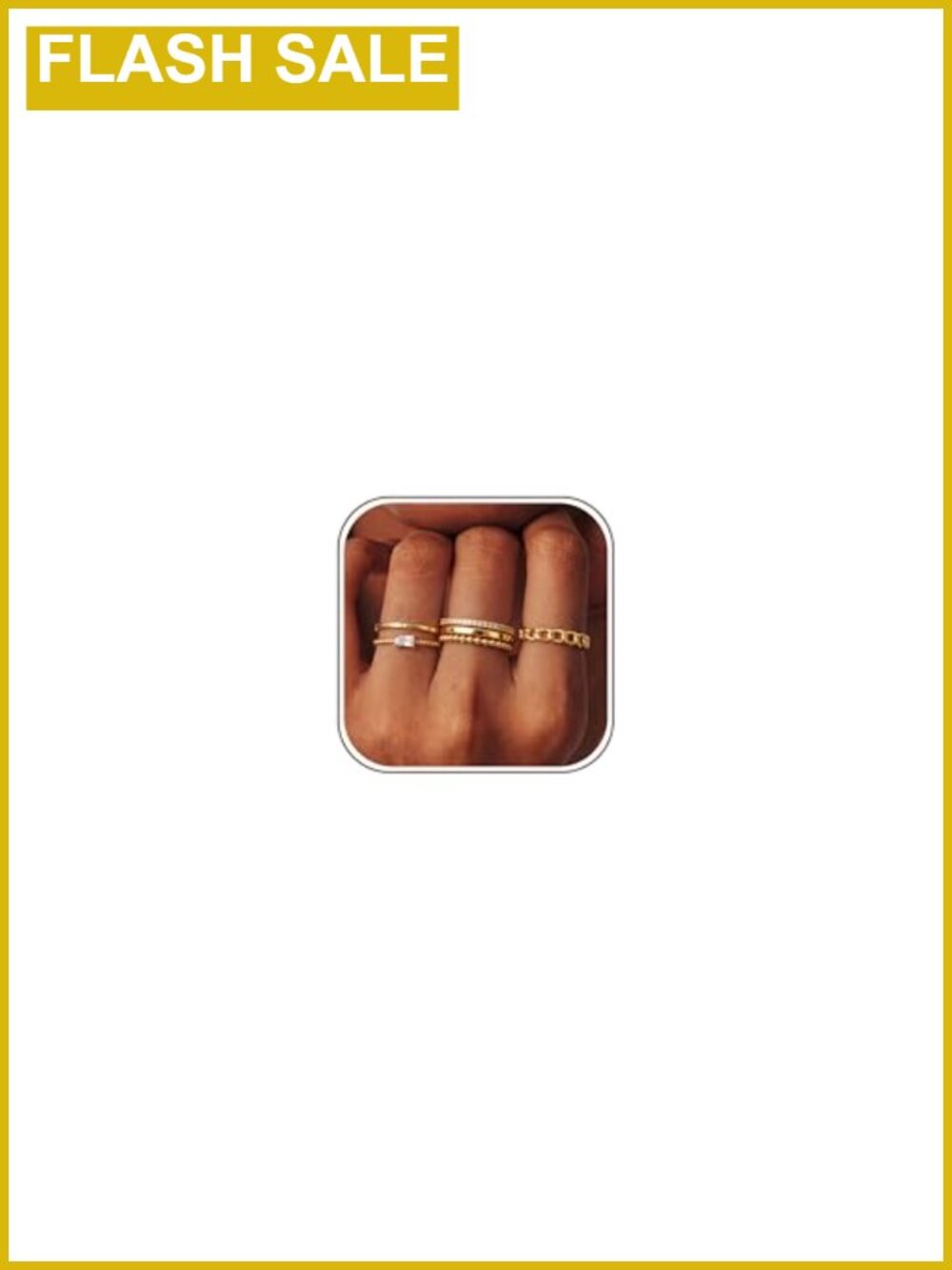 14K Gold Plated Stackable Rings for Women Statement Band Ring Set Size 5-11